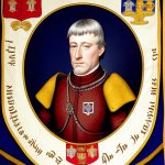 De eerste graaf van Vlaanderen, Boudewijn I. Zijn banier en wapenschild